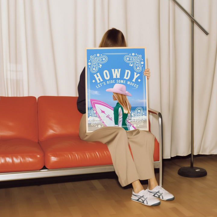 Barbie Howdy Lets Ride some Waves Coastal Surf Print