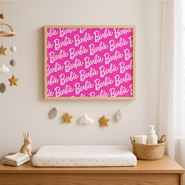 Barbie Pink and White Logo Landscape Print