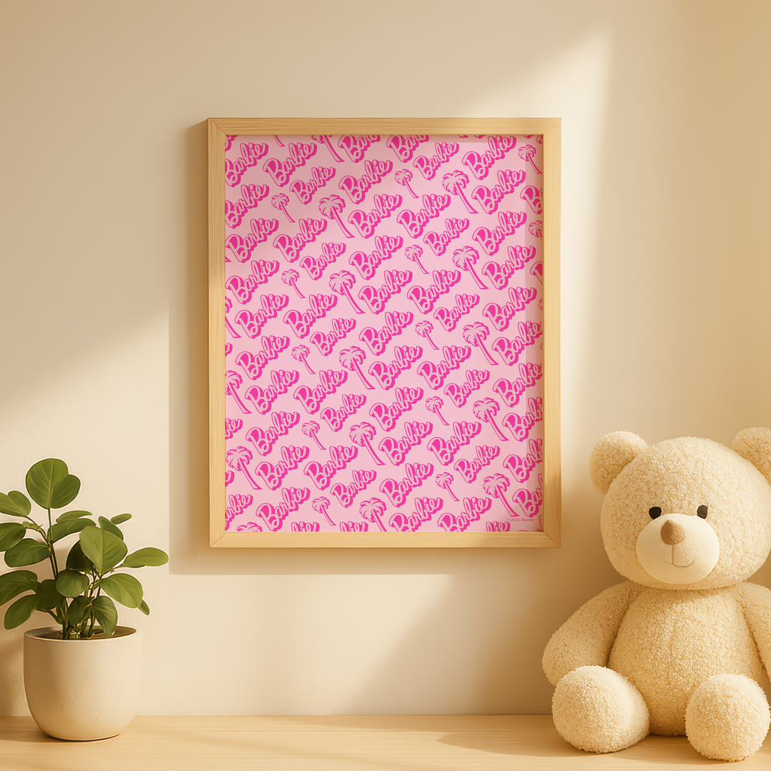 Barbie Pink Palm Tree Logo Wall Art Print