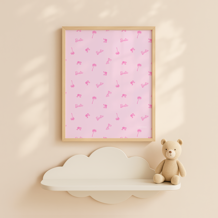 Barbie Pink Logo Palm Tree Logo and Icon Head Print