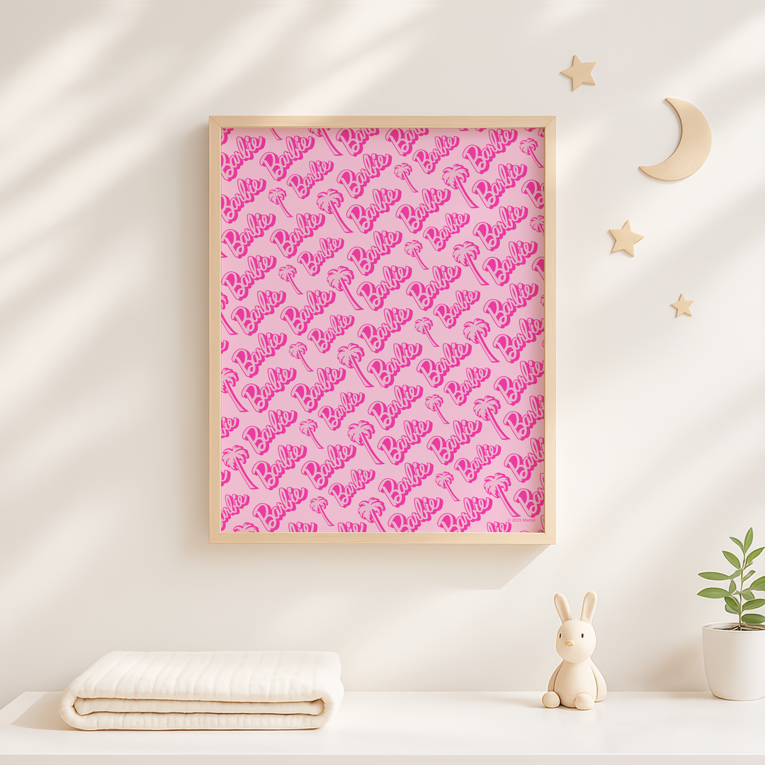 Barbie Pink Palm Tree Logo Wall Art Print