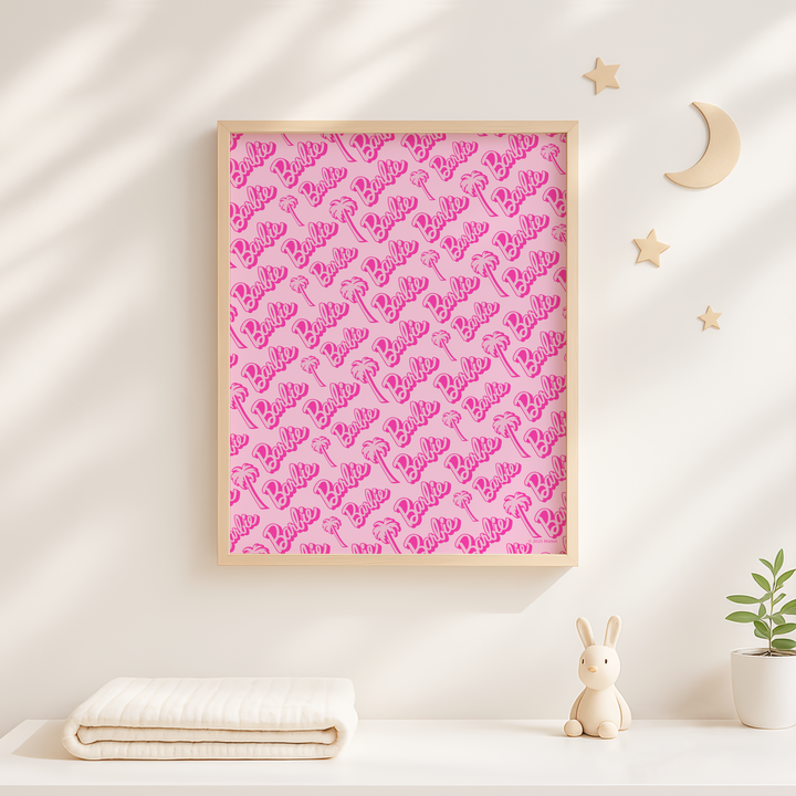 Barbie Pink Palm Tree Logo Wall Art Print