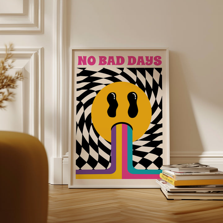 No Bad Days Funky Emoji,posteer,gallery wall,timber border