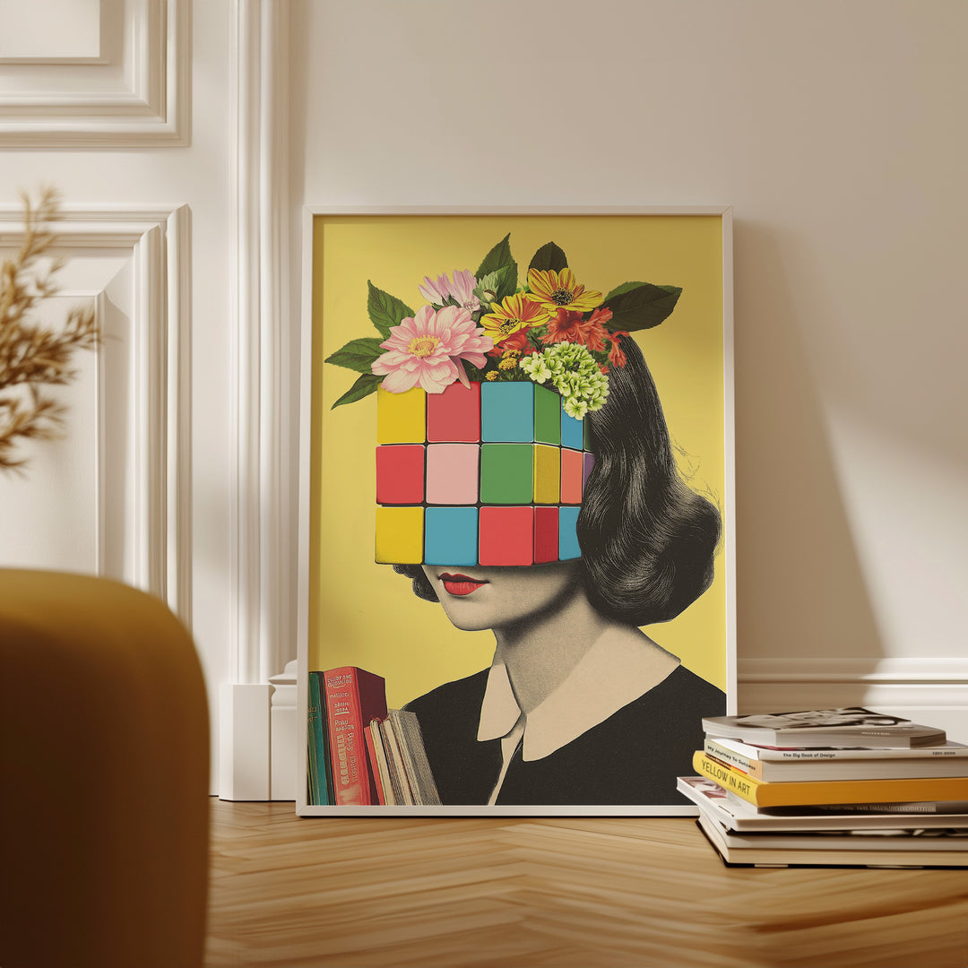 Your Mind Is a Puzzle Rubiks Cube Wall Art,living room,timber border