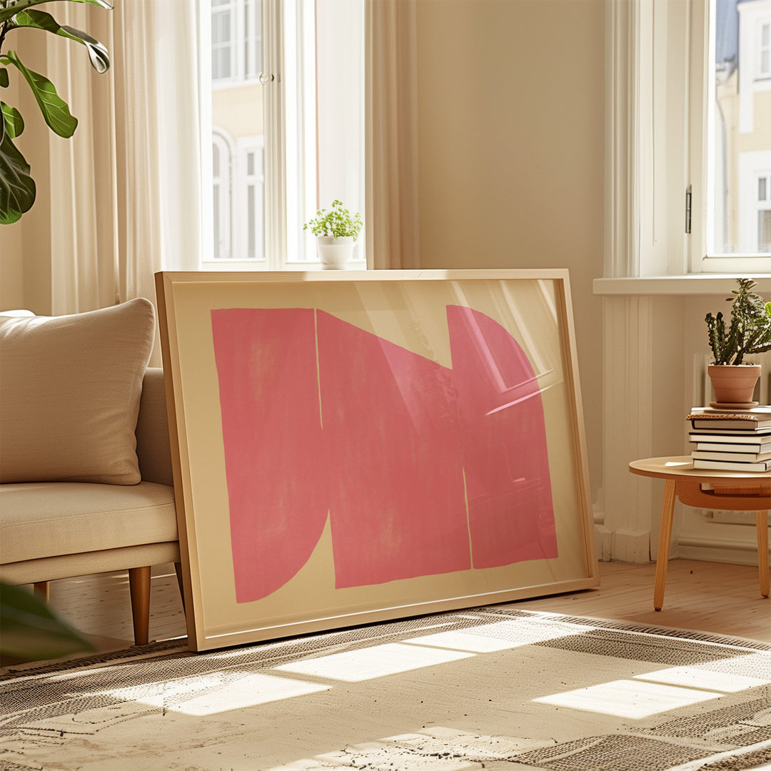 Pink Maze Landscape Abstract by Maison Bootsy,living room,timber border