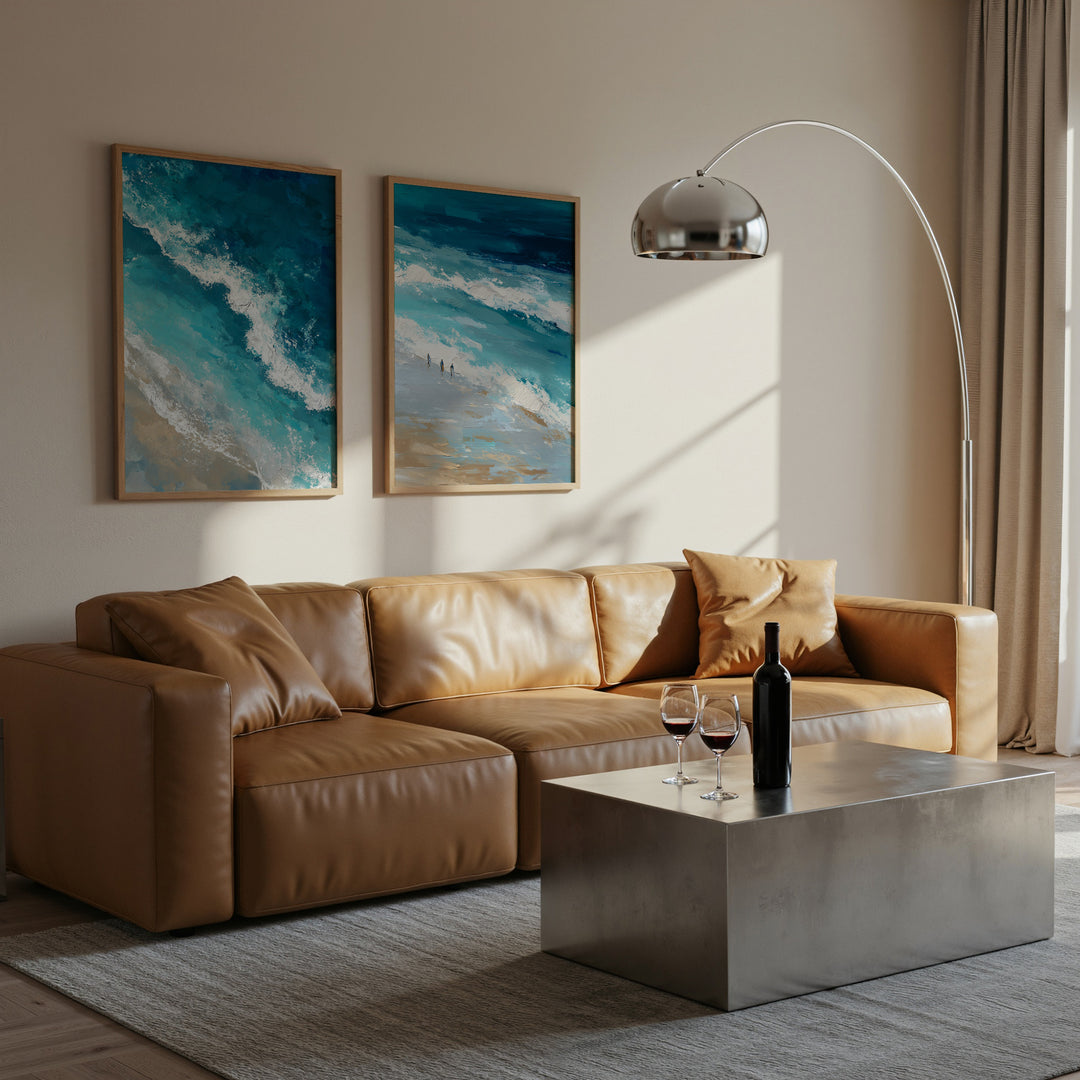 Coastal Rush Oil Illustration Abstract Set of 2