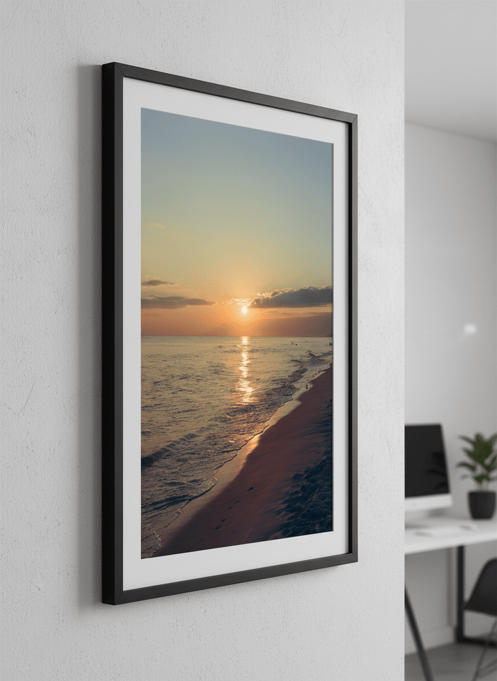 Contemporary wall art featured in a bright modern office workspace