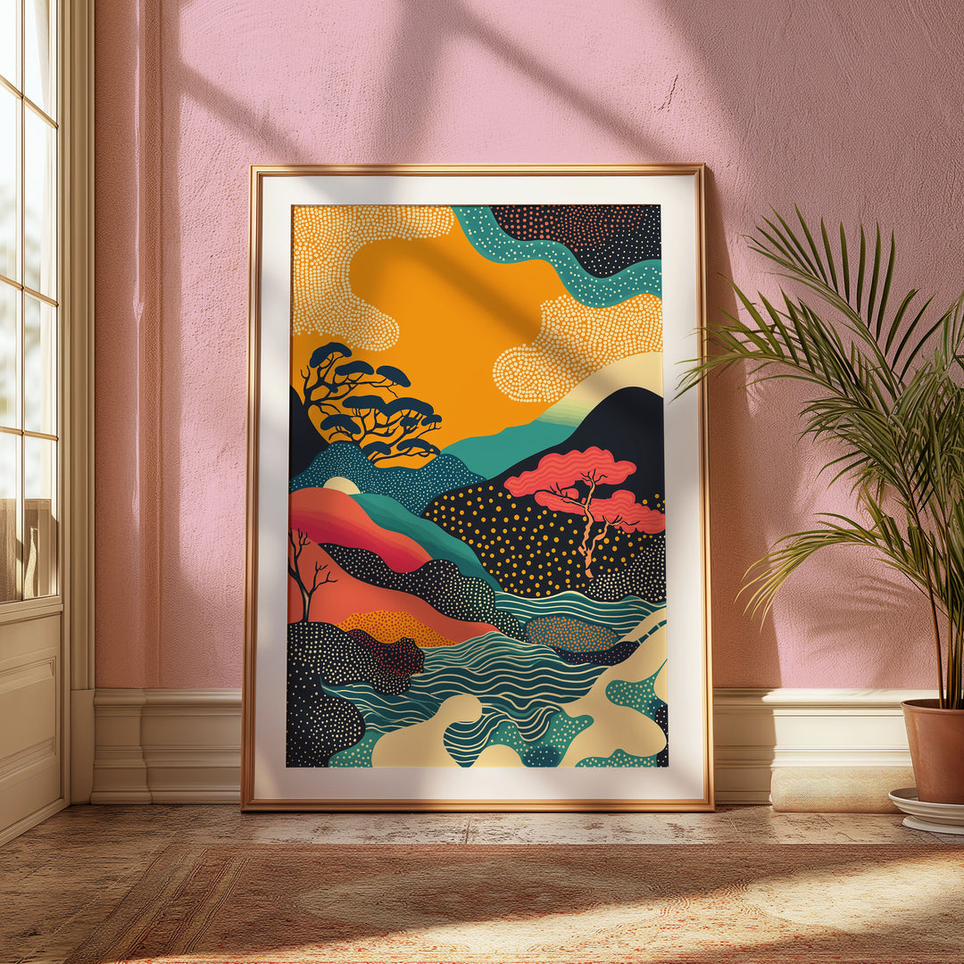 River and Sky Japanese Wall Art,gallery,timber border