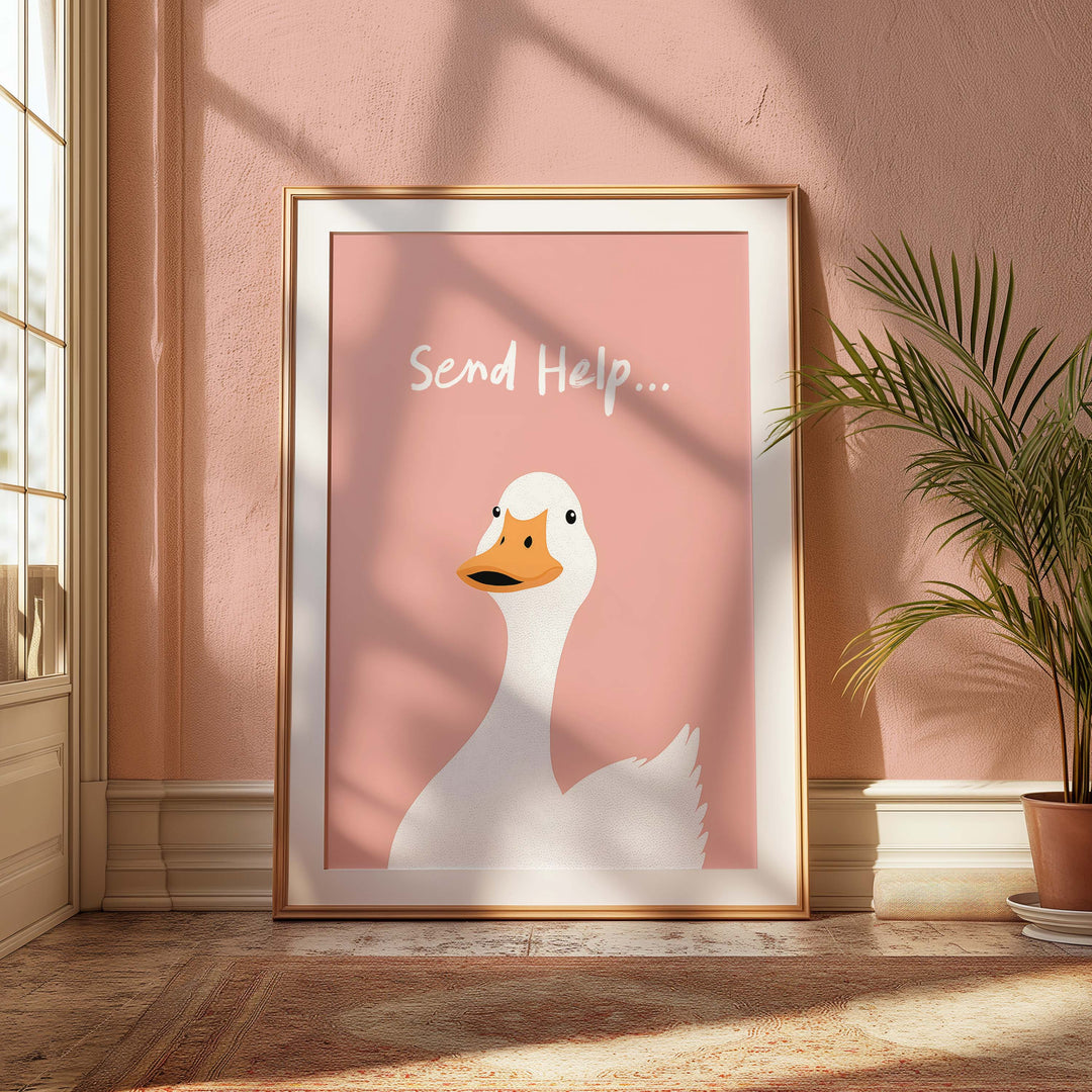 Send Help Pink Duck,gallery wall,timber border