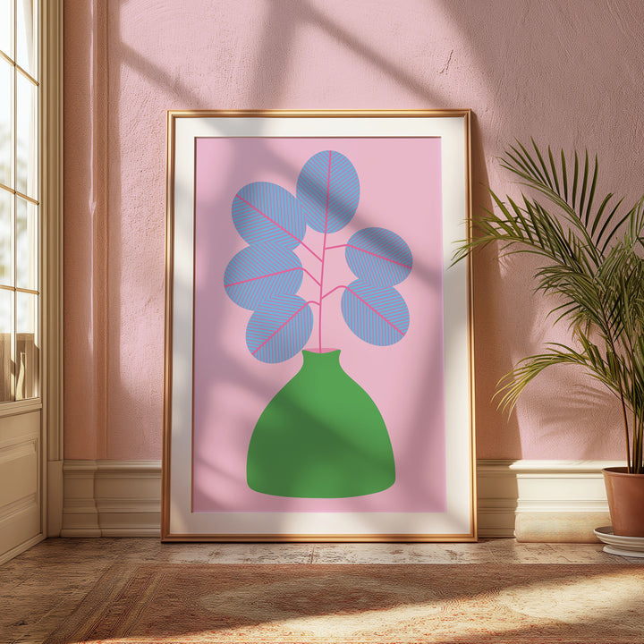 Simple Blue Vase Print Wall Art,gallery wall,timber border