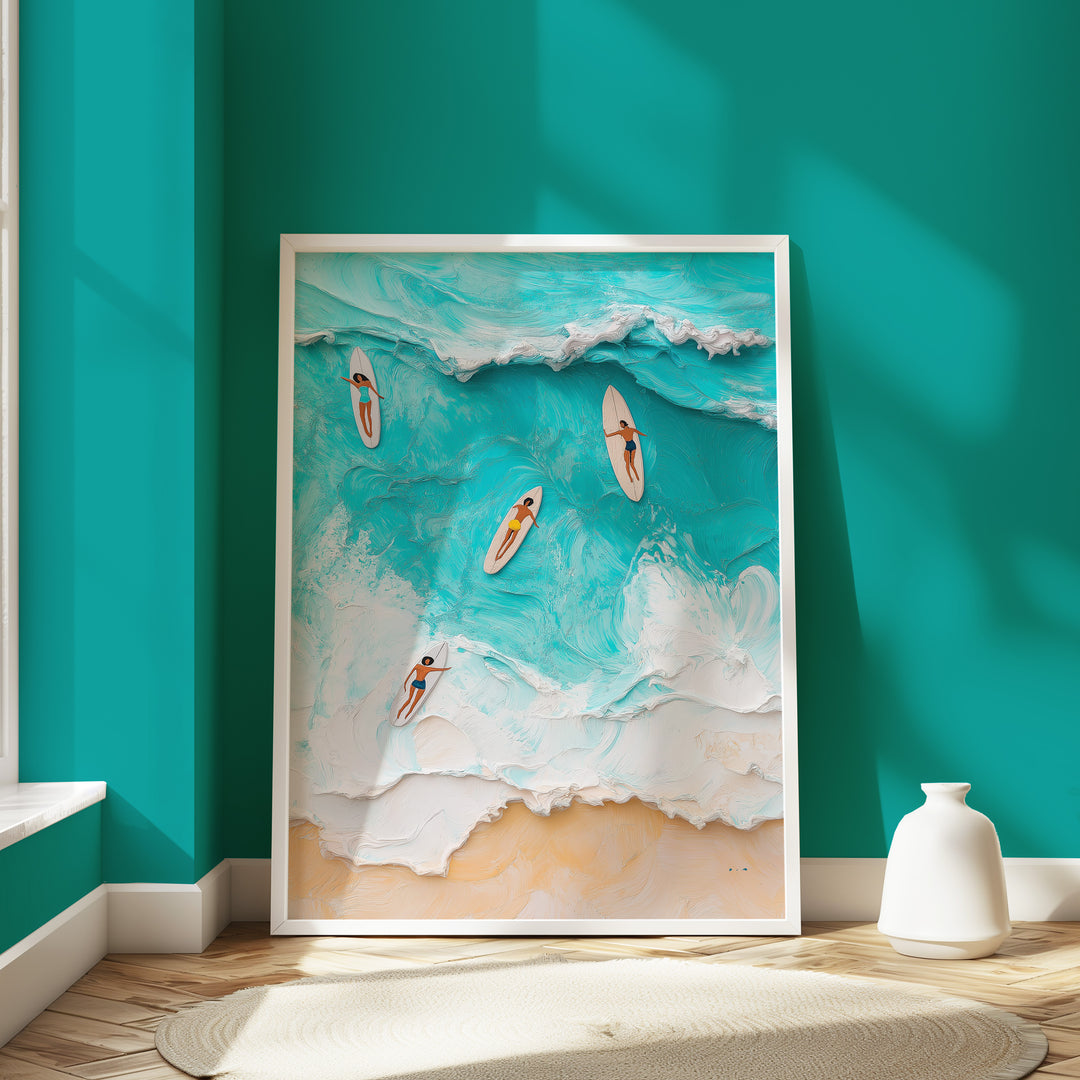 Textured Look Beach Artistic Wall Art,gallery,timber border
