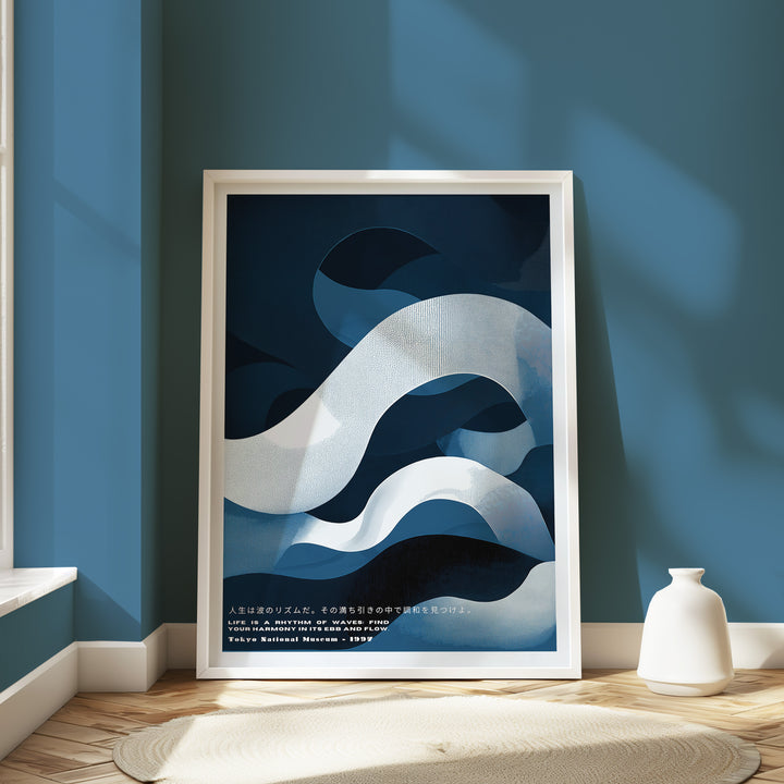 Blue Abstract Japanese Wave,gallery wall,timber border