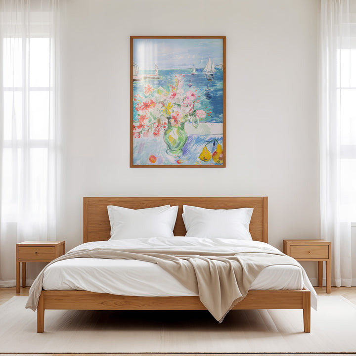 Flower View Ocean Wall Painting,gallery wall,bed room,timber border