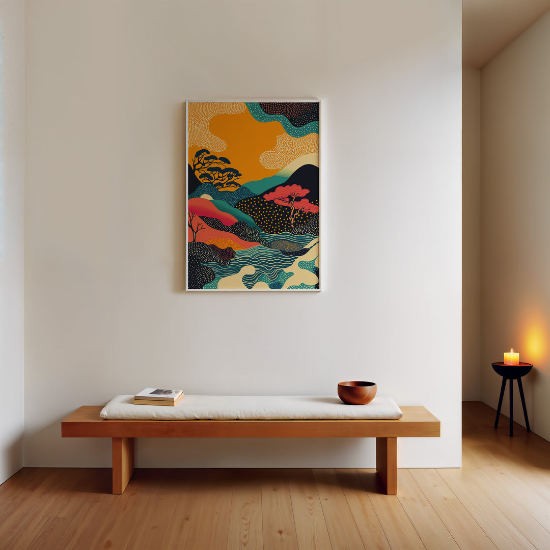 River and Sky Japanese Wall Art,bedroom,timber border