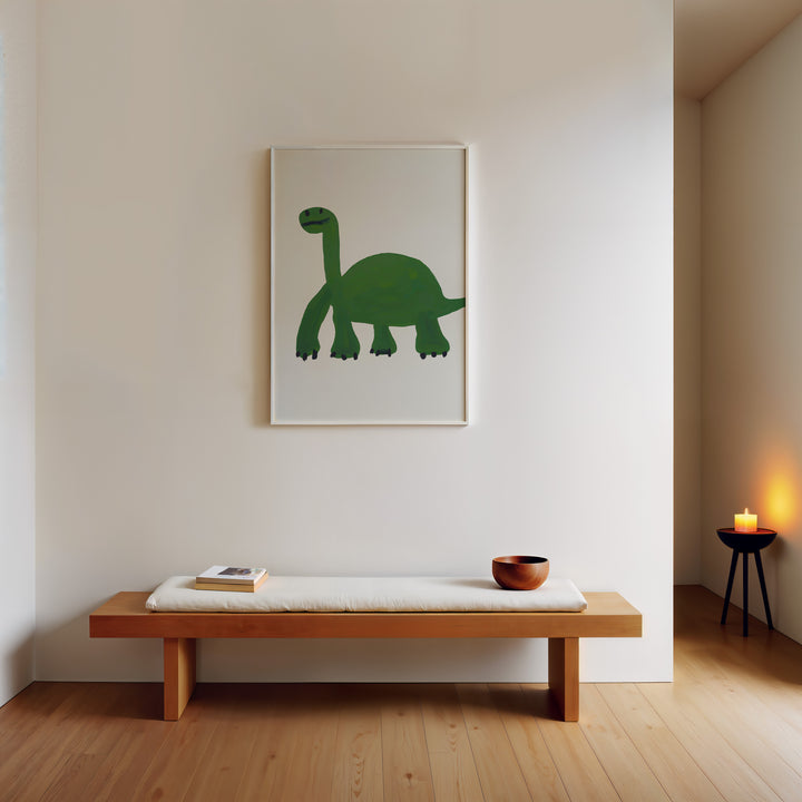 Green Dinosaur Childrens Painting Wall Art,livingroom,timber border