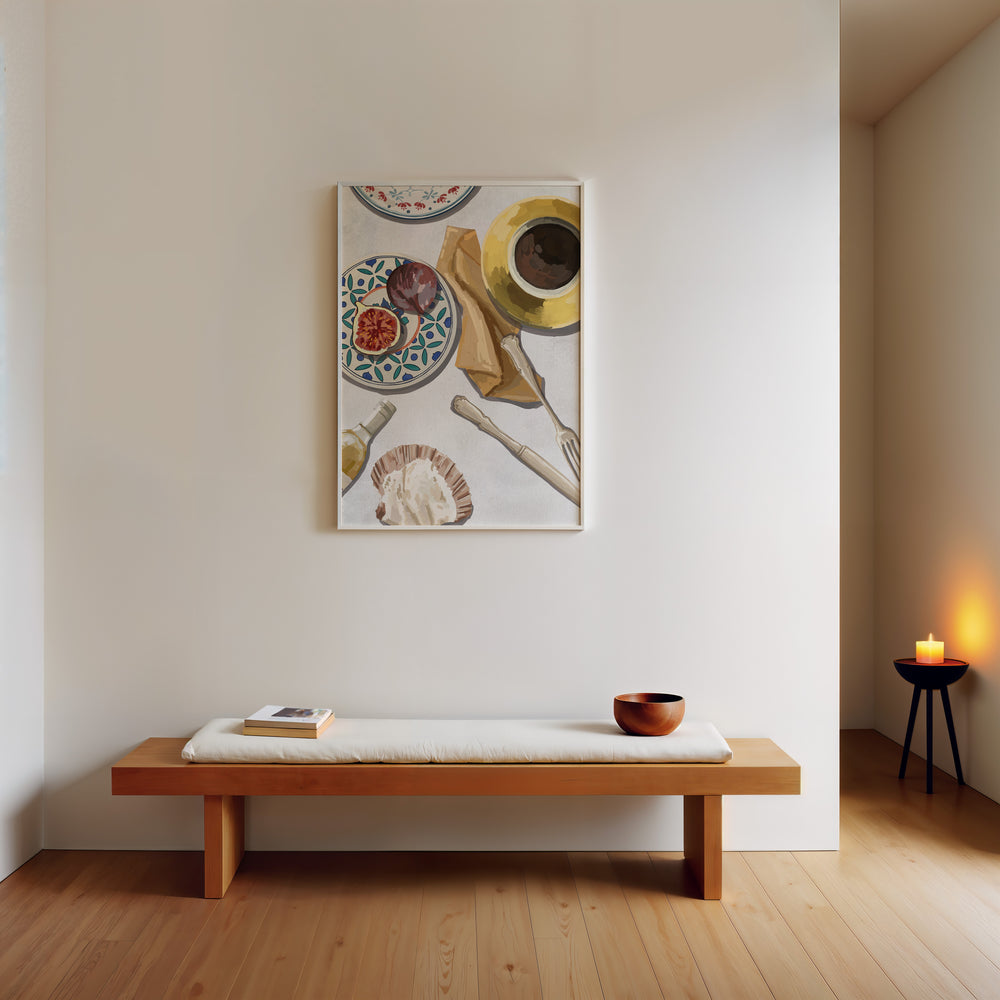 Fig & Coffee Breakfast Art,livingroom,gallery wall,timber border