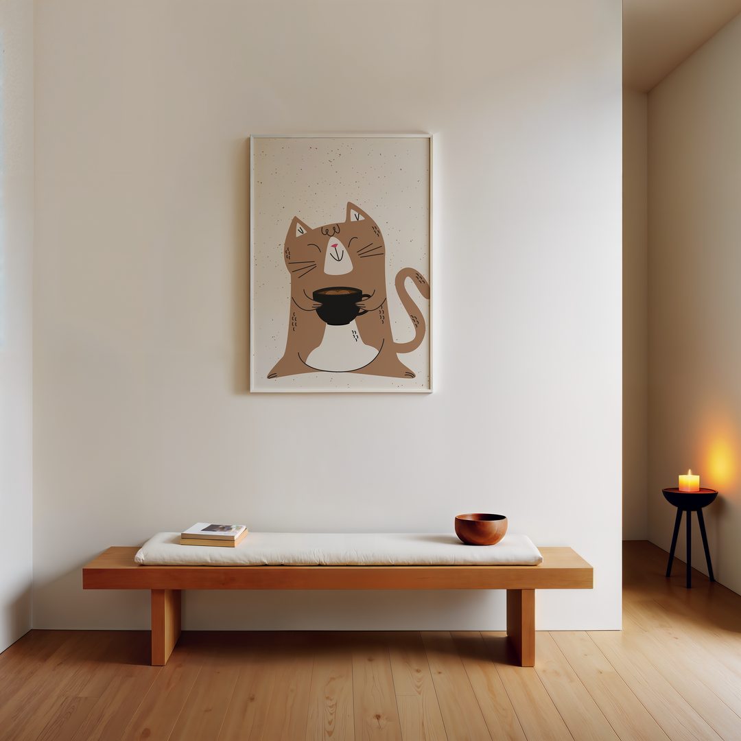 Coffee Cat Lover Wall Art,gallery wall,timber border