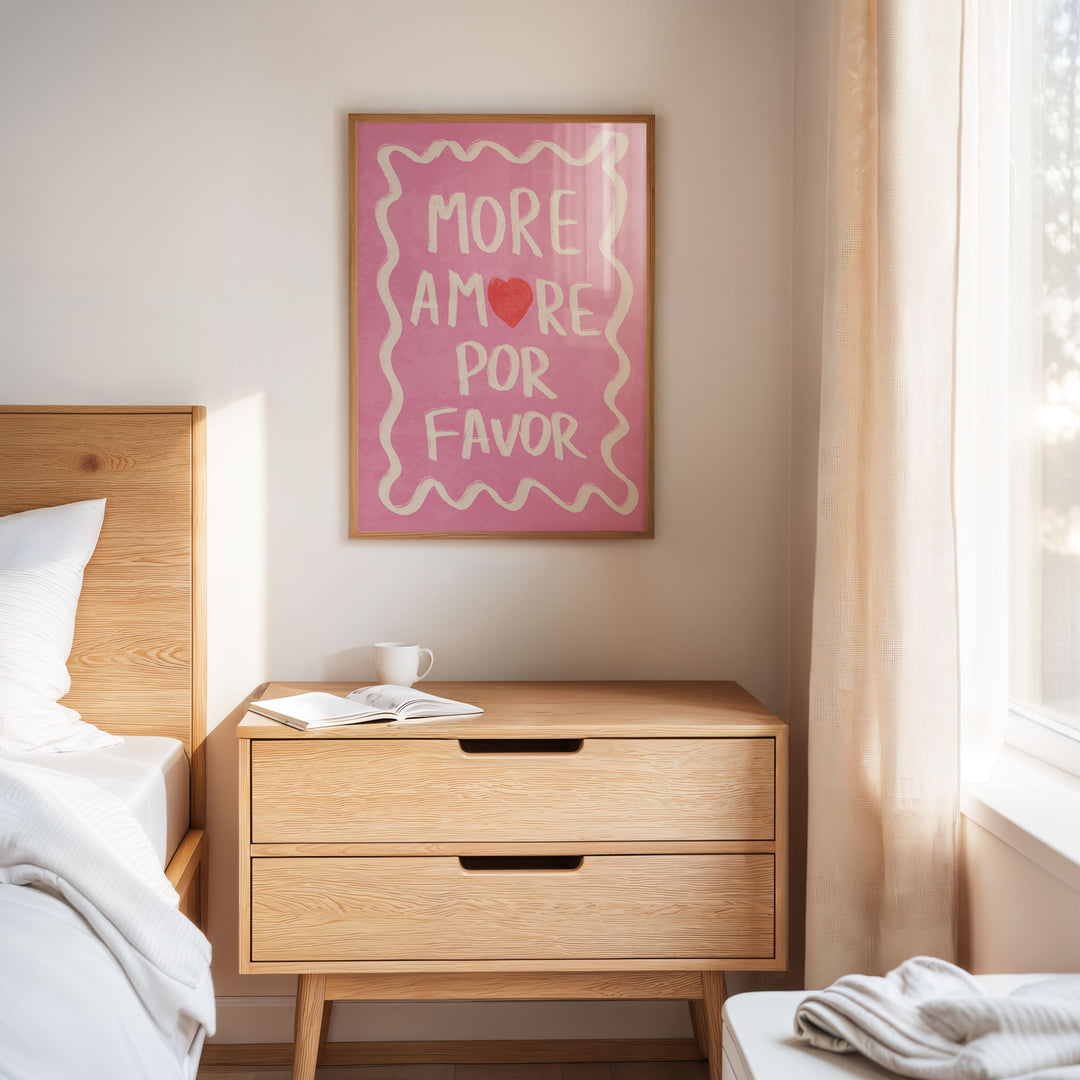 Por Favor Pink Print,bedroom,timber border