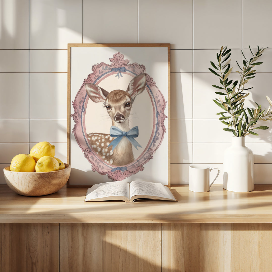 Charming Deer Kids Print.kitchen,timber border