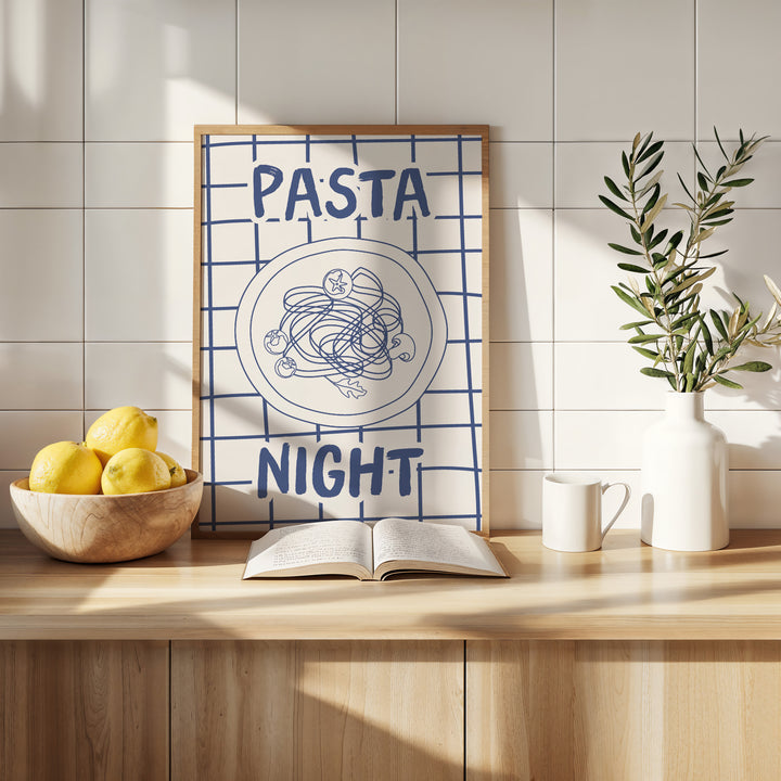 Pasta Night Kitchen Wall Print,kitchen,dining room,timber border