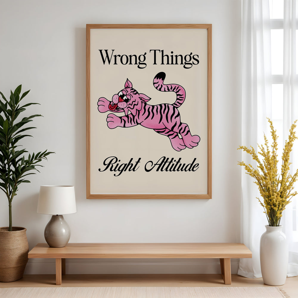 Wrong Things Right Attitude Tiger by Violet,gallery wall,timber border