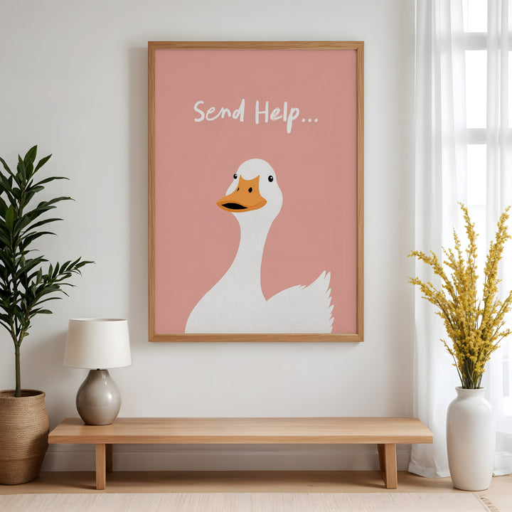 Send Help Pink Duck,gallery wall,timber border