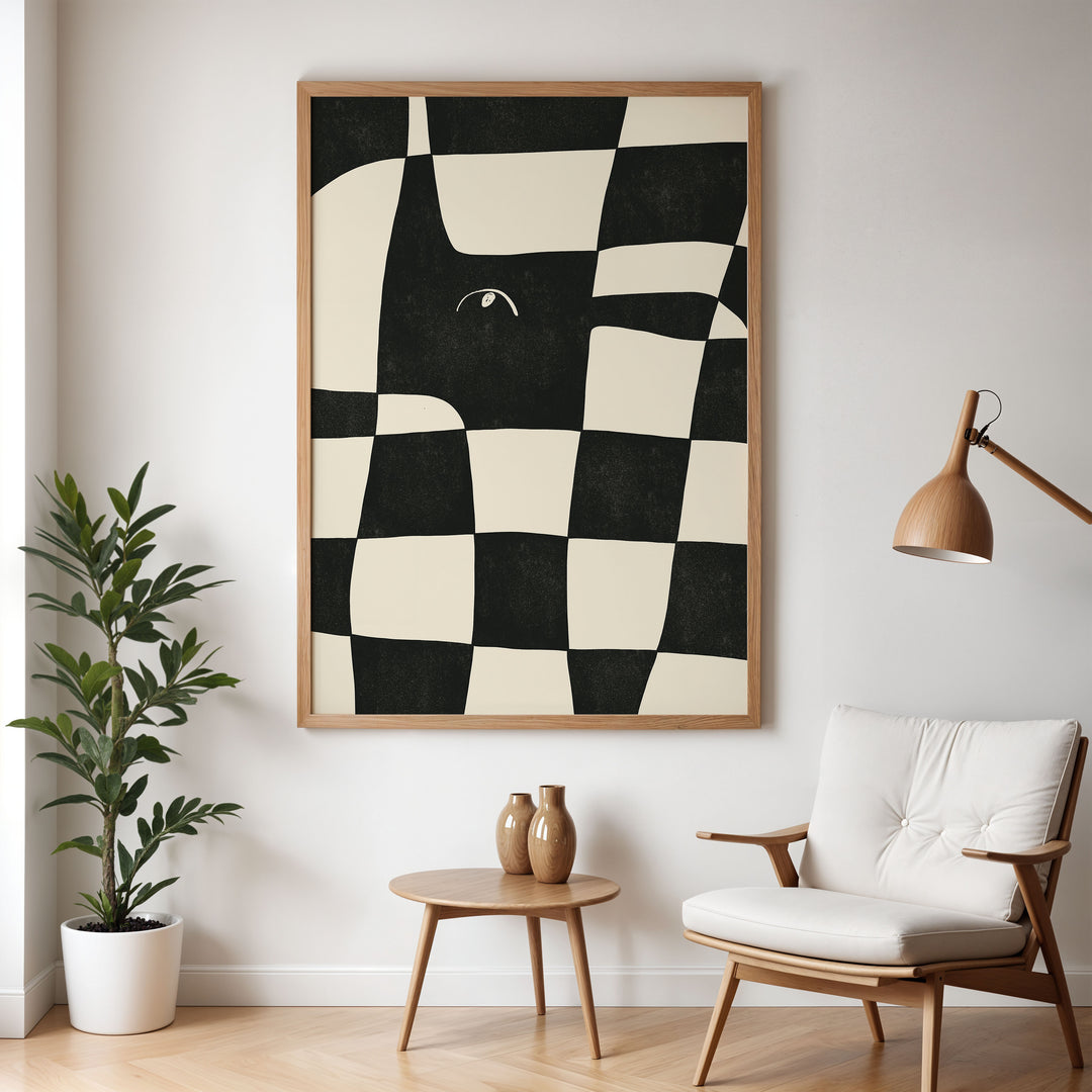 Beige and Black Animal Abstract,living room,timber border