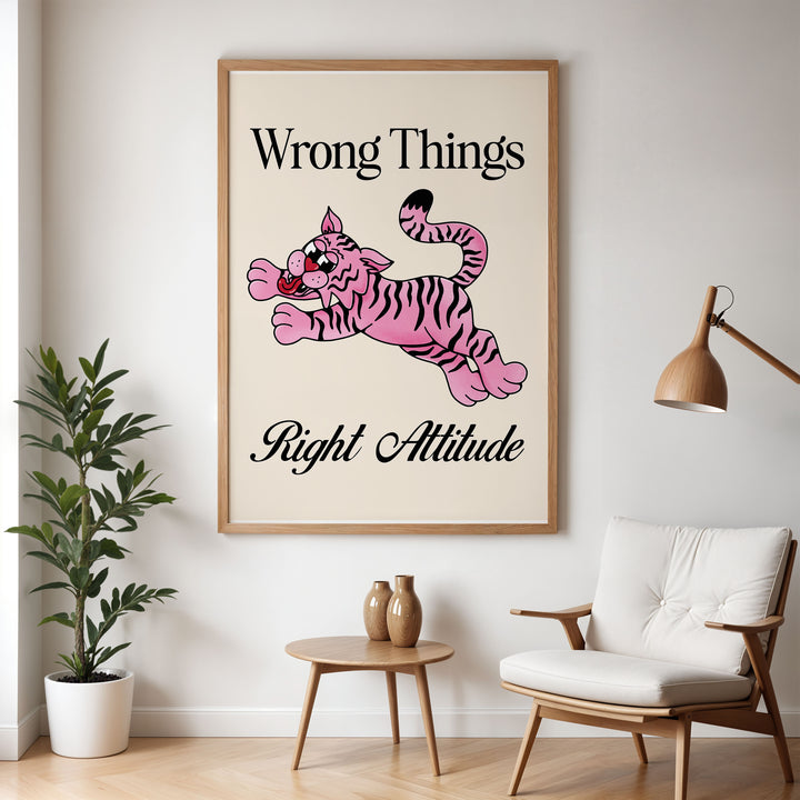 Wrong Things Right Attitude Tiger by Violet,gallery wall,timber border