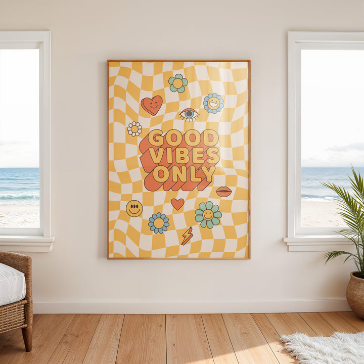 Good Vibes Only Art,gallery wall,timber border