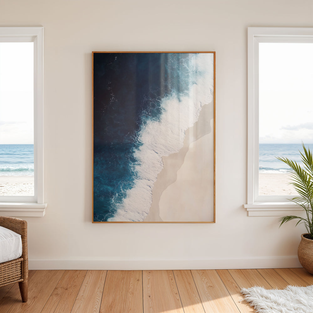 Beach Birds Eye View Artwork,living room,timber border