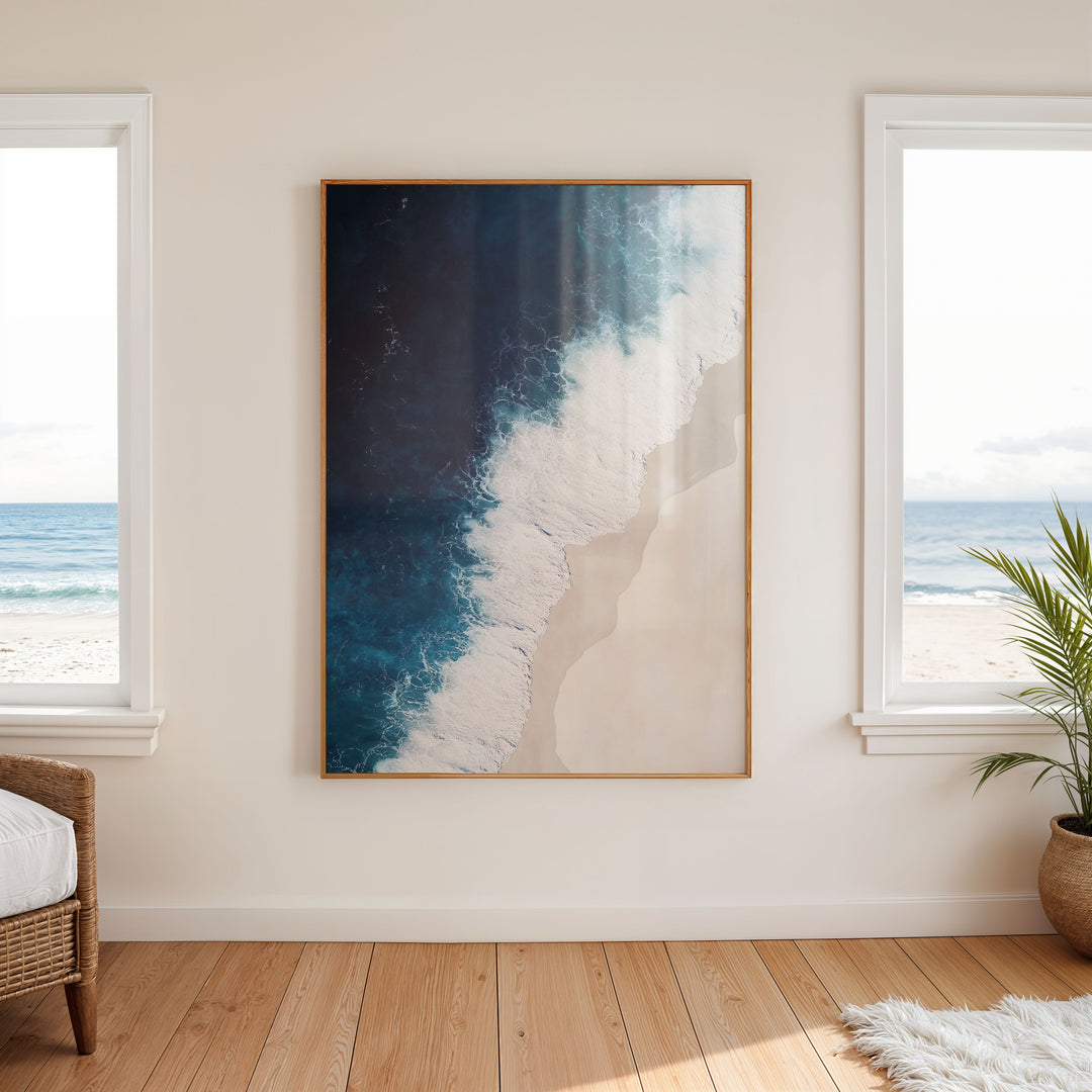 Beach Birds Eye View Artwork,living room,timber border