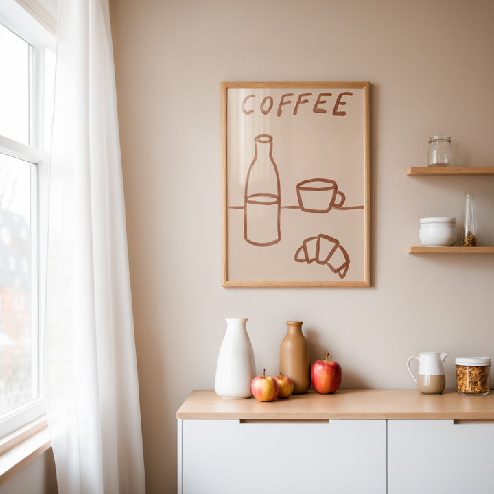 Simple Coffee Morning by Lucia Sankovic,dining room,kitchen,timber border.