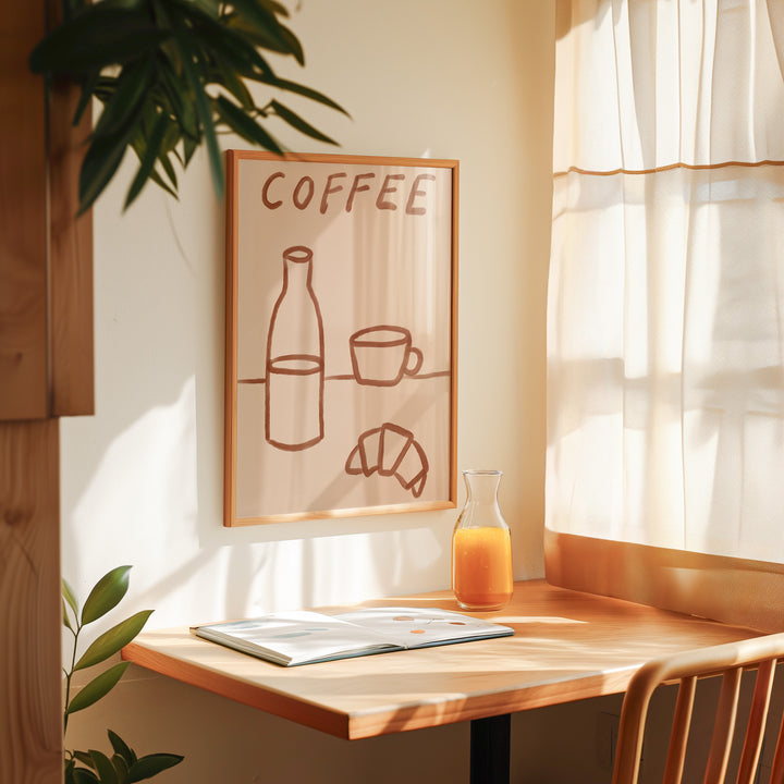 Simple Coffee Morning by Lucia Sankovic,dining room,kitchen,study,timber border.