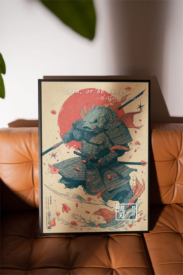 Koigamoto Fish Samurai Japanese Vintage Poser | Art Print