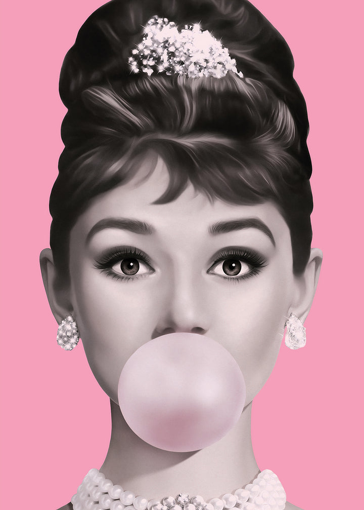 Audrey Hepburn Bubble Gum Pink ,frame