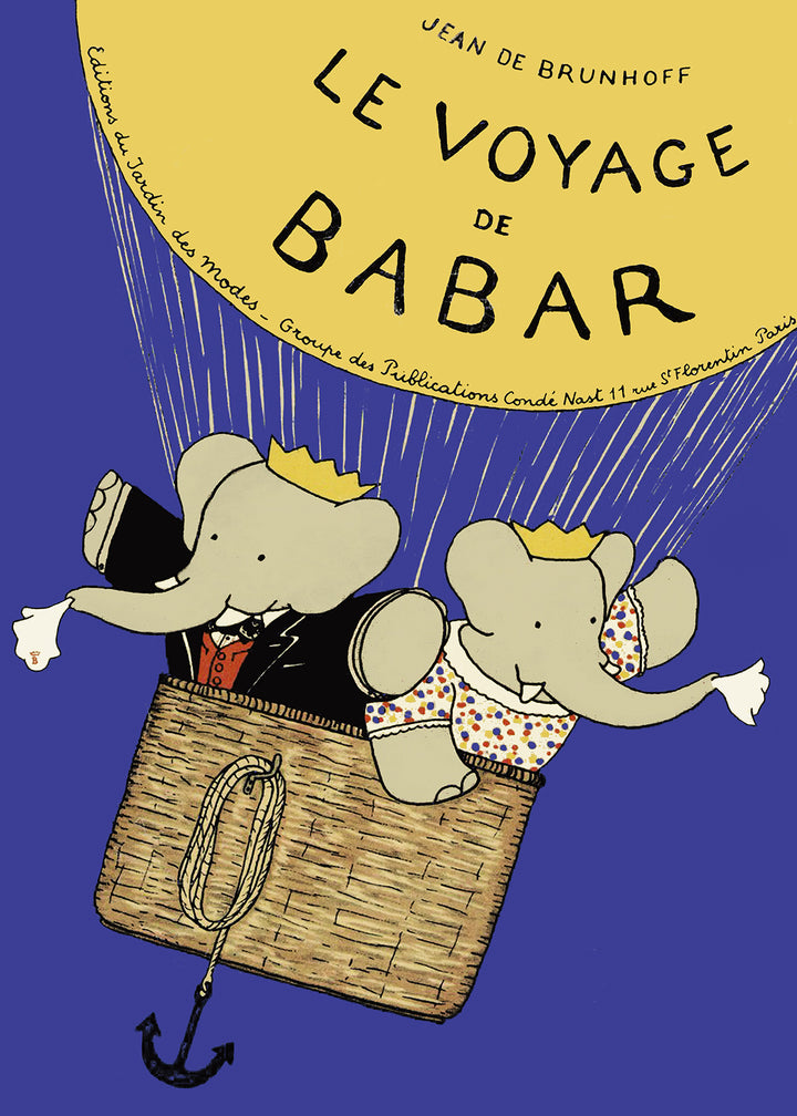 Babar Le Voyage Air Balloon Print,frame