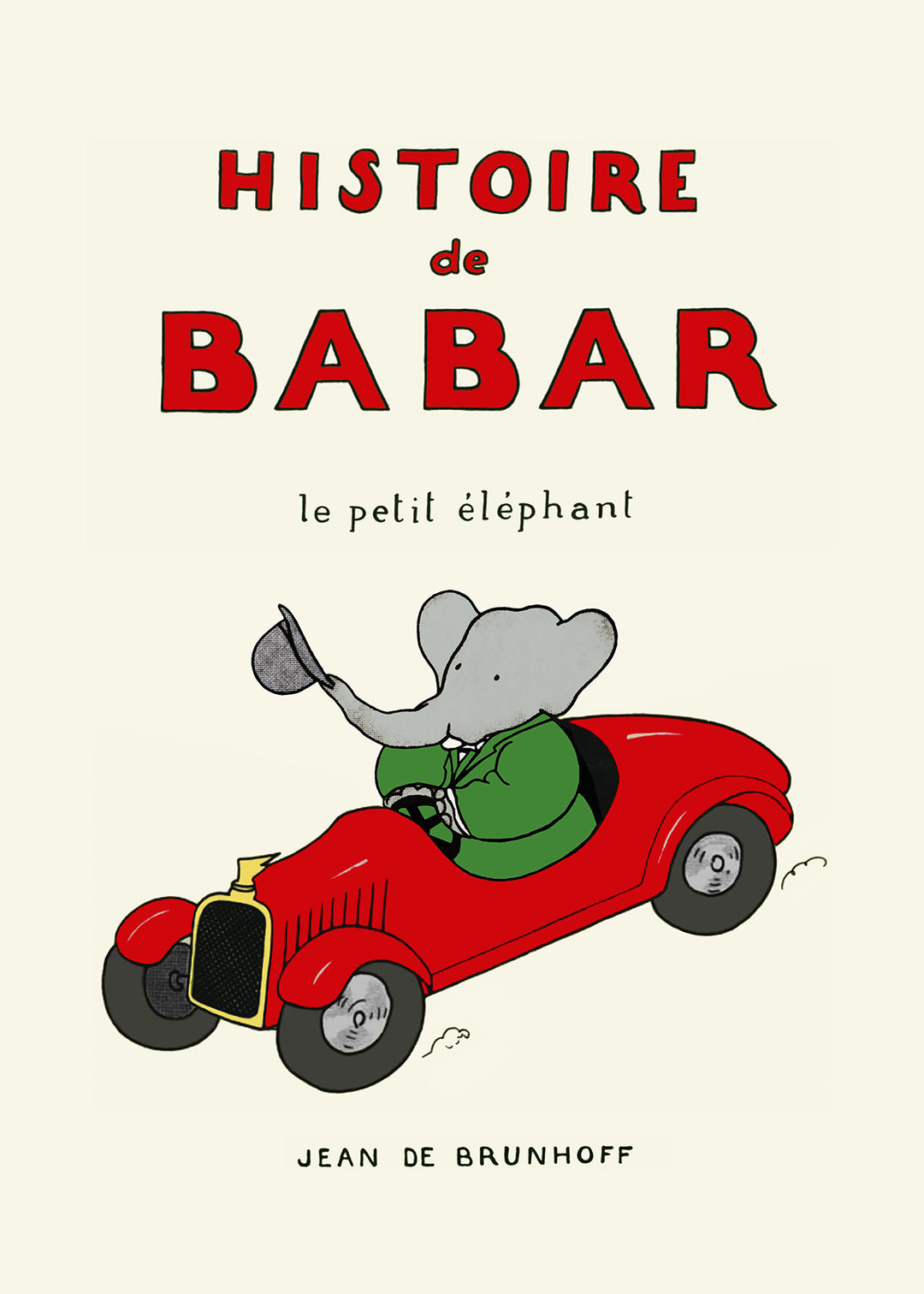 Babar Red Vintage Car Kids Print,frame