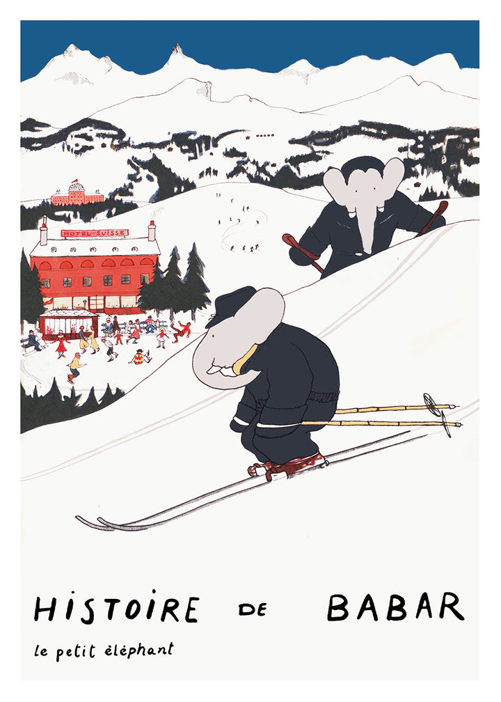 Babar goes Skiing Wall Art,frame