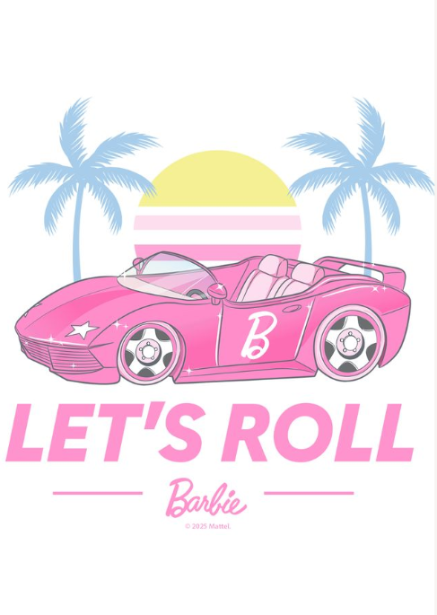 Barbie Lets Roll Vintage Retro Summer Print,frame