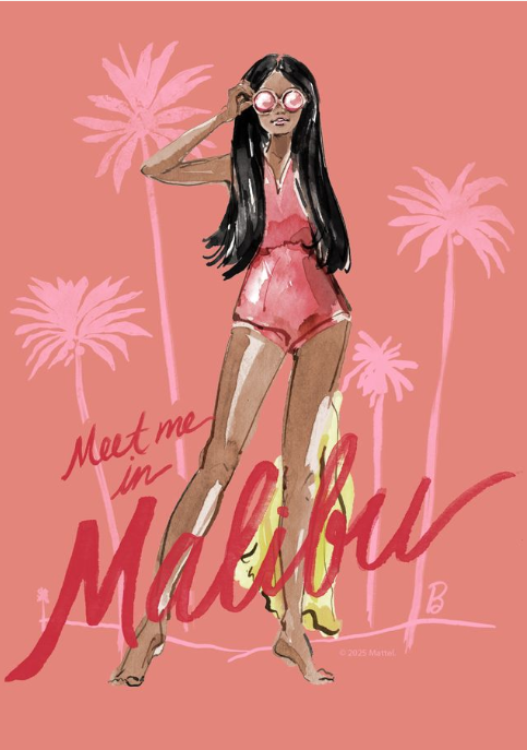 Barbie Meet Me in Malibu Wall Art Landscape Print,frame