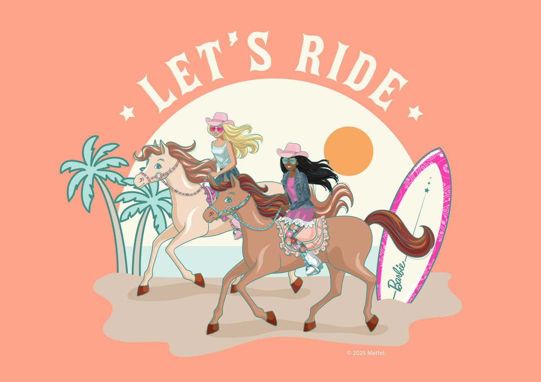 Barbie Lets Ride Landscape Horse Print,frame