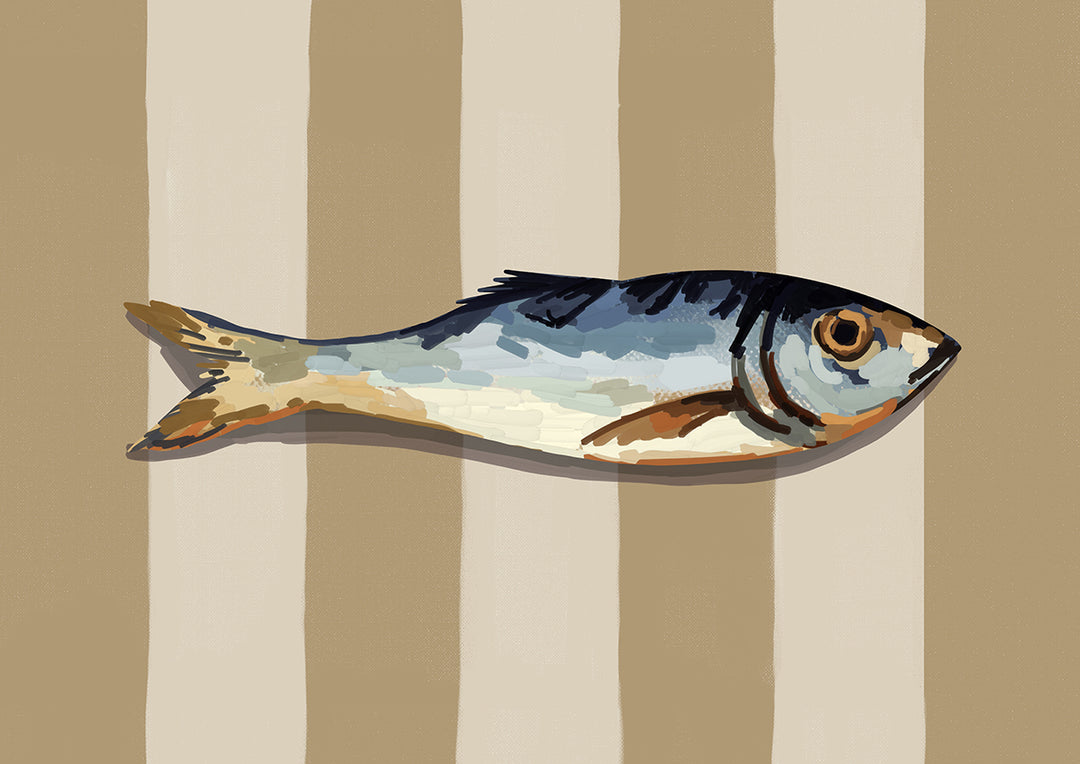 Beige Fish Lunch Artwork,frame