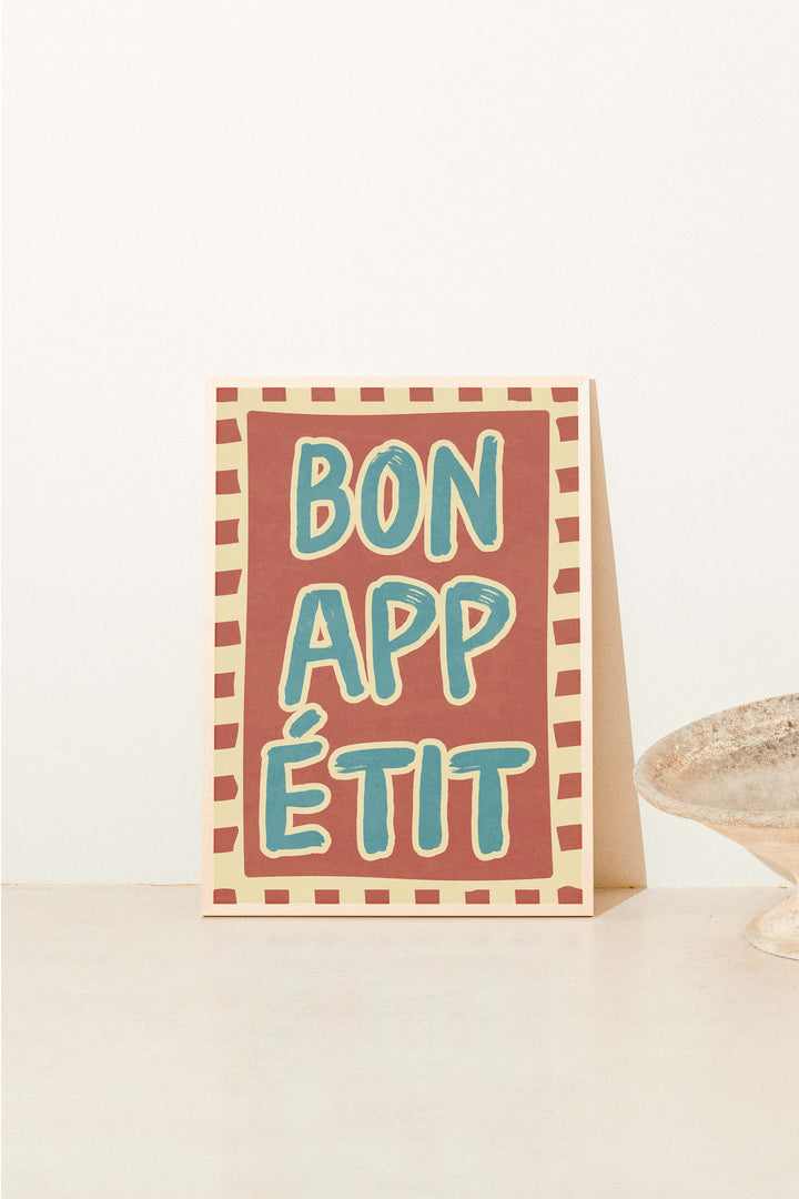 Bon Appetit Print Artwork,gallery wall,timber border