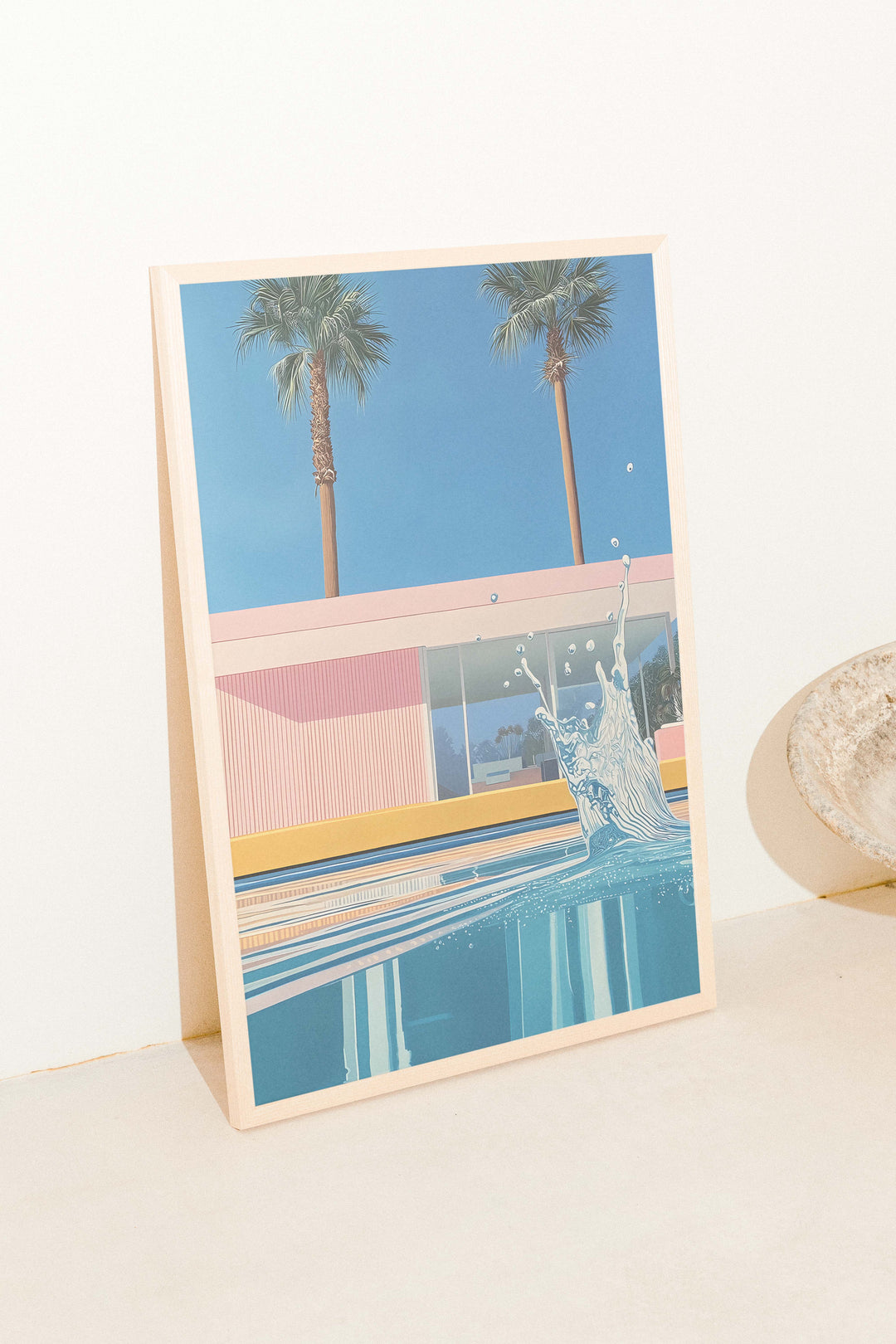 Retro House Palm Springs Splash Illustration,gallery wall,timber border