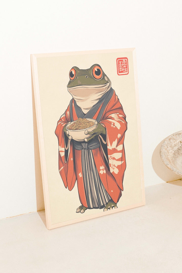 Japanese Samurai Ramen Bowl Frog Noodle ,gallery wall,white border