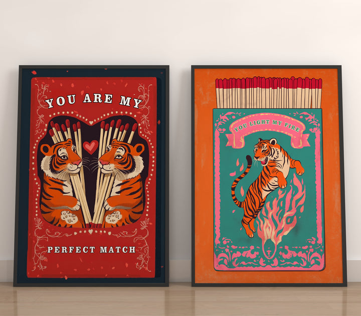 Matchbox Retro Series Pair Tiger,Gallery,Black border