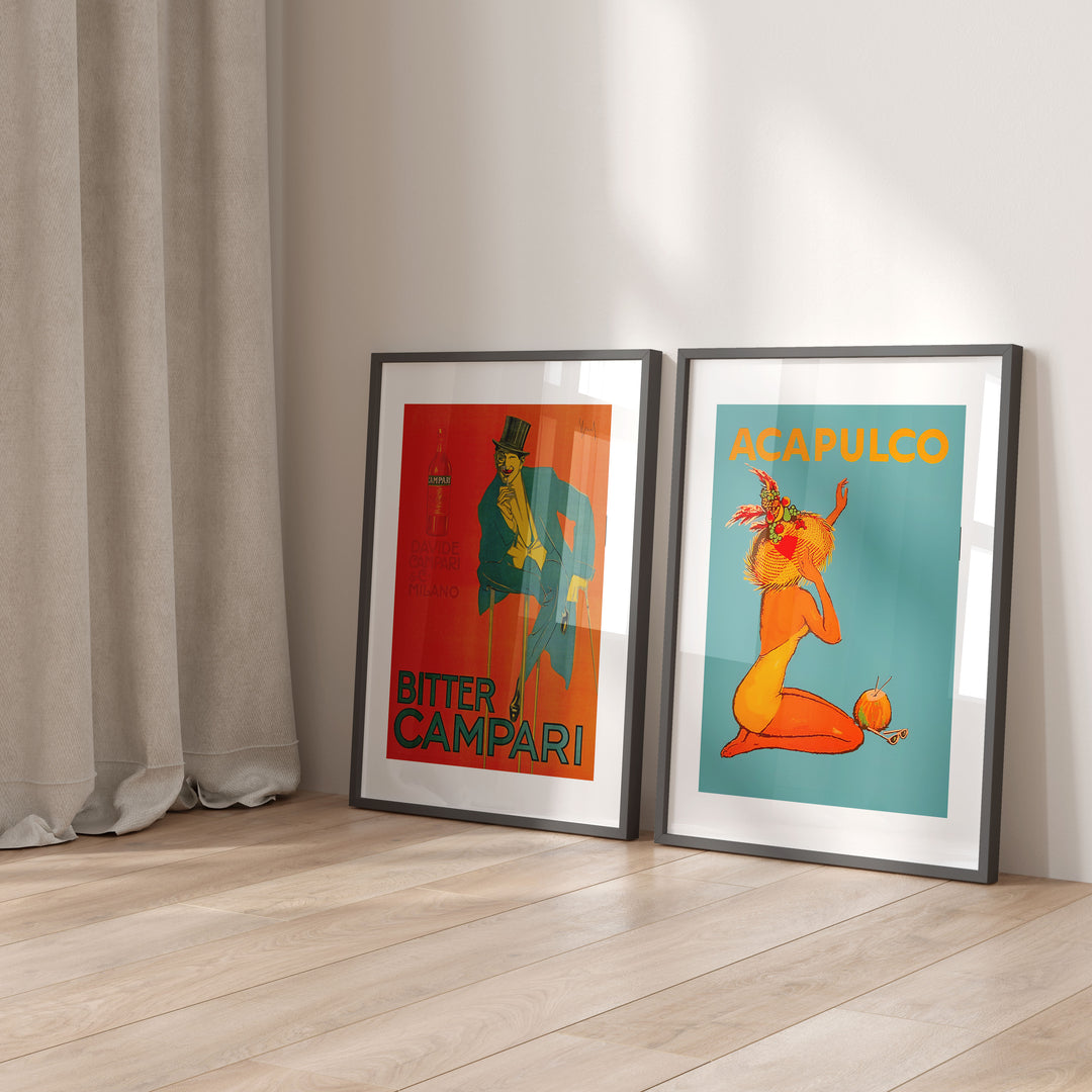 Orange Vintage Kitchen Duo,gallery wall,hall way,blak border