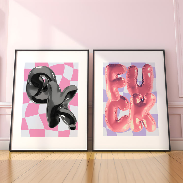 Bubble Print Set of 2 Wall Art,living room,black border