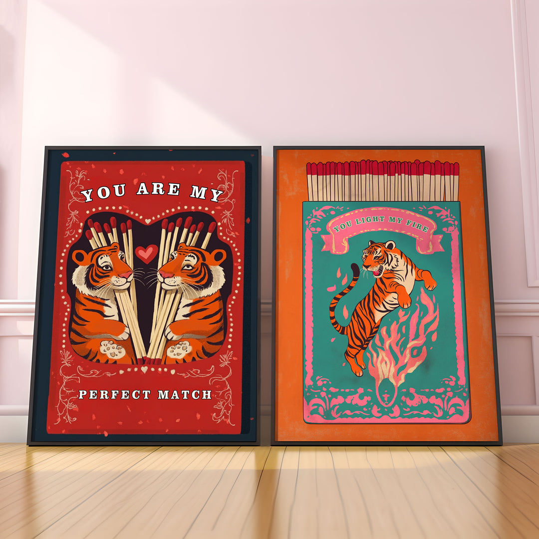 Matchbox Retro Series Pair Tiger,Gallery,Black border