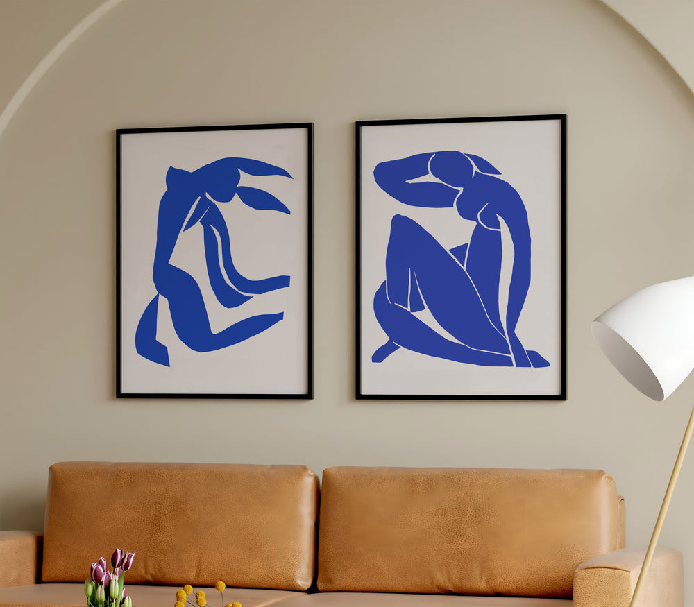 Henri Matisse Blue Papiers Decoupes Pair,gallery wall,living room, black border